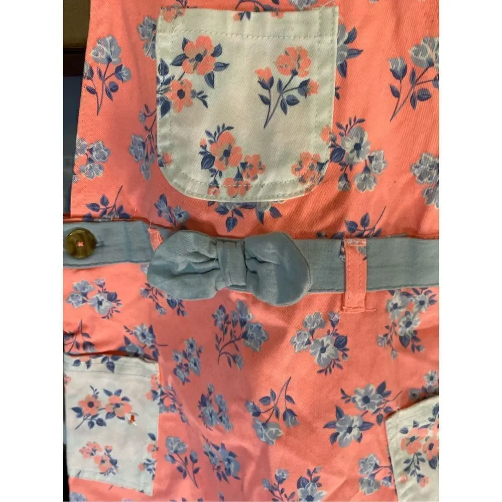 GW acquisitions toddler girls, floral ruffle trim, overall dress 3/T
